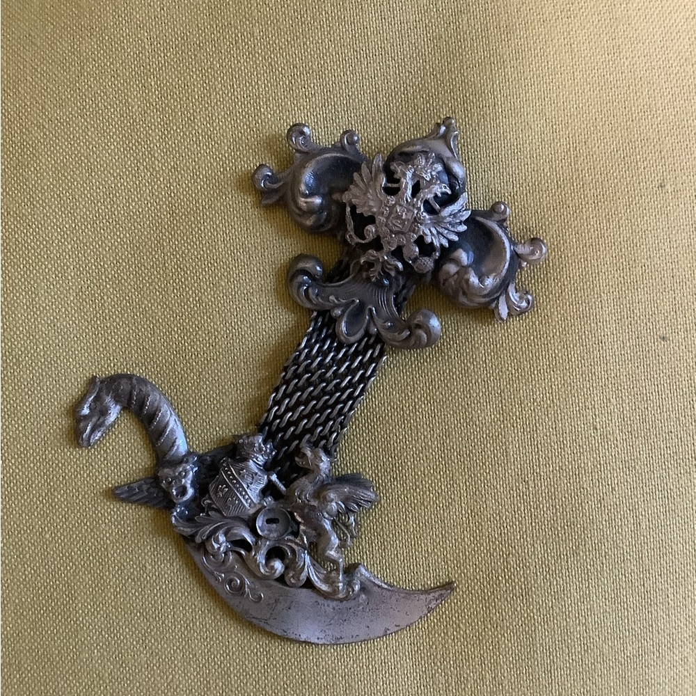 Rare Vintage PewterViking Coat of Arms Brooch